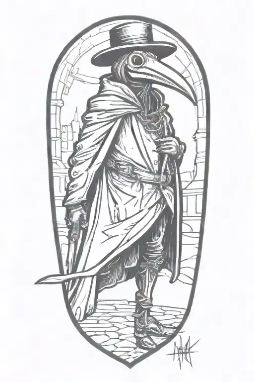 Plague Doctor With A Street Grafitti Background