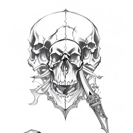 Skull With Dagger In Head
