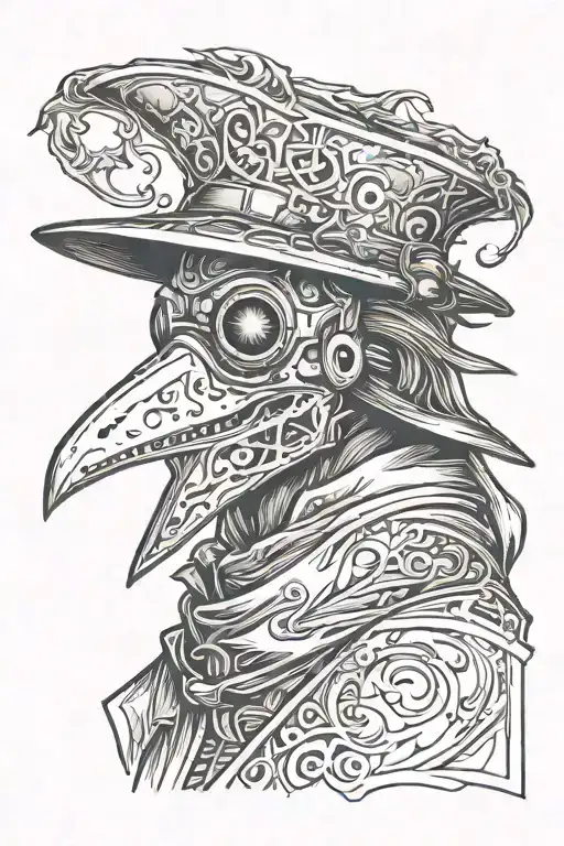 Grafitti Style Plague Doctor Seen From The Front