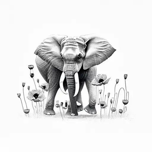 Elephant With Poppies