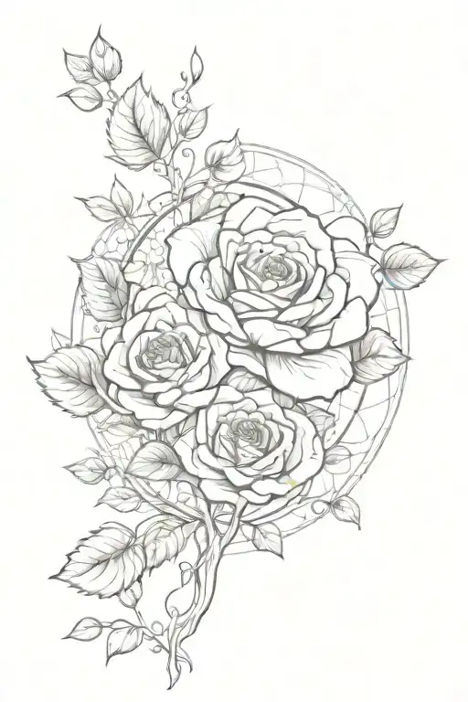 Rose Flower And Tree Of Life Tree