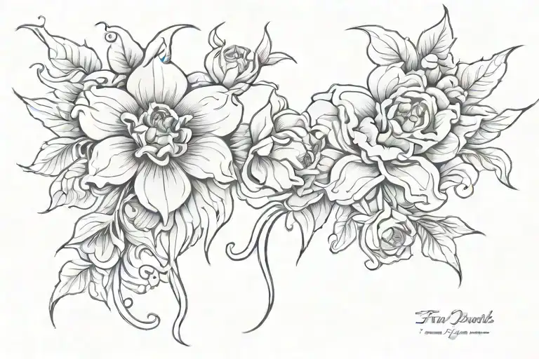 Flor Of The Death Red And Black Tattoo Design