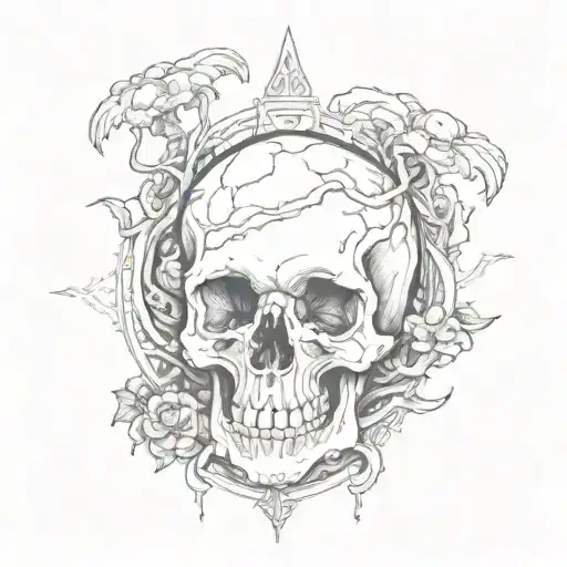 Crawling Skull Surrounded By Cemetery Reaching Up