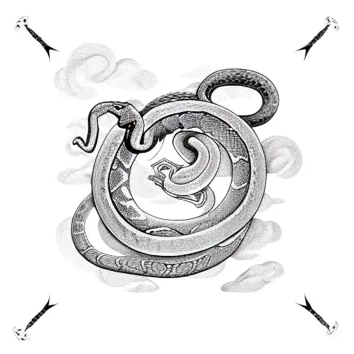 A Snake Coiled Surround A Ship's Anchor