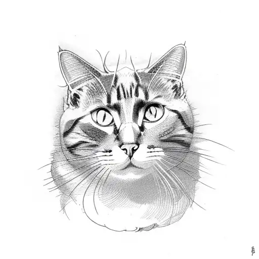 A Cat Head With Wild Flowers