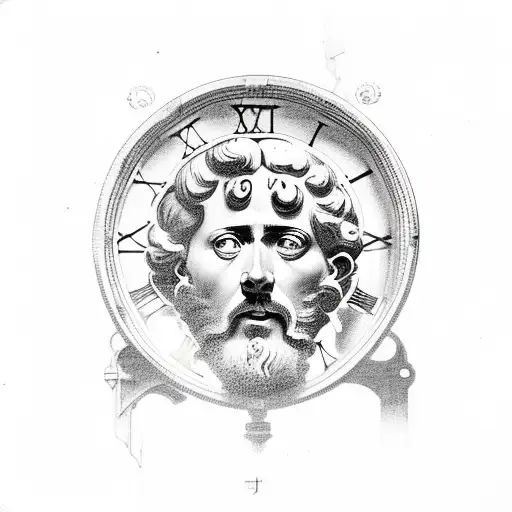 Old Marcus Aurelius With Clock That Is Broken From A Lightning Strike