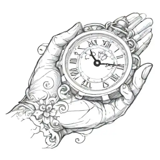 Newborn Hand And Clock