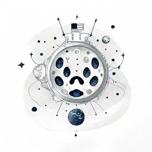 Paw Print With Space And Constellation