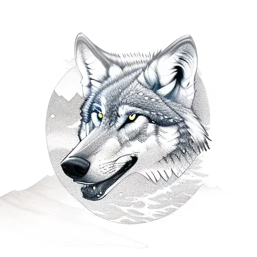 A Wolf Swimming In A Moonlit Lake