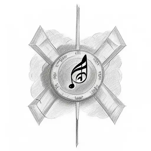 A Sketch-style Tattoo Of A Music Note Transforming Into A Plane Flying Over The United States