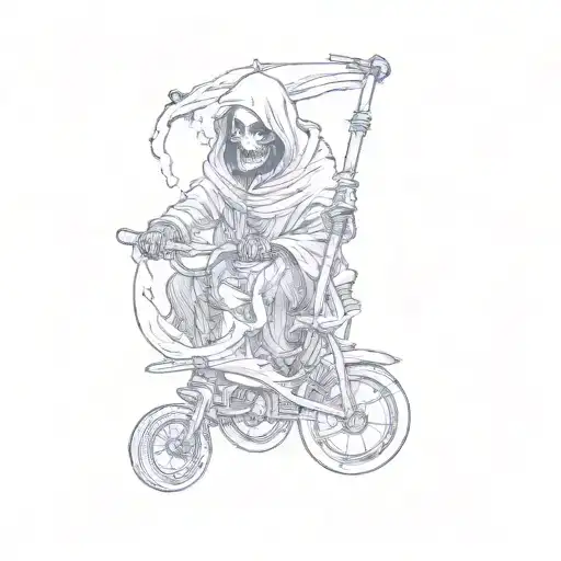 A Grim Reaper Riding A Tricycle