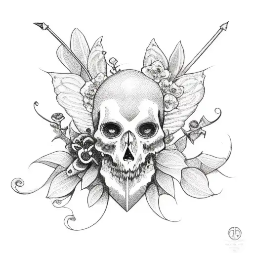 Dagger With Small Flowers And A Death Moth