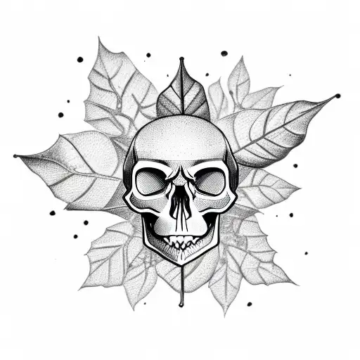 Skull With Leaves And Star On Face