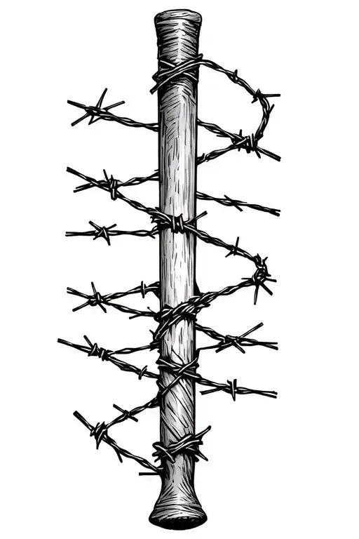 Single Baseball Bat Wrapped In Barbed Wire