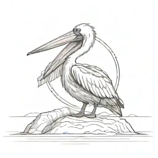 Beach Art Inspired With Pelican Sitting