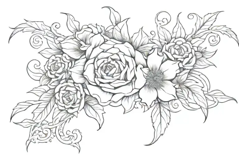 Flor Of The Death Red And Black Tattoo Design