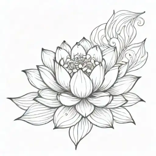 A Sketch Style Tattoo Of A Lotus Flower Representing Rebirth And Karma