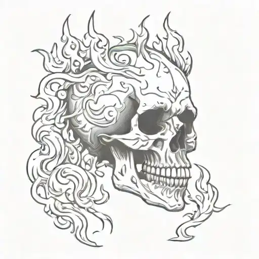 A Skull With Flames