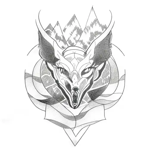 A Blackwork Tattoo Of A Sleek Sports Car Speeding Through A Lush Forest