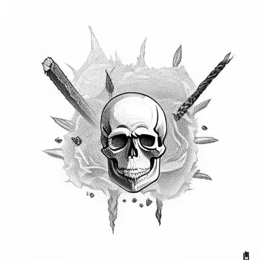 Skull And Rose With Blood