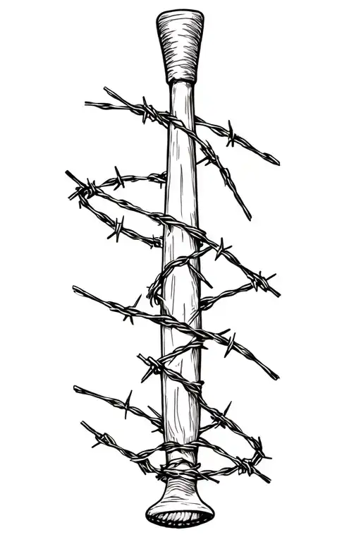 Single Baseball Bat Wrapped In Barbed Wire