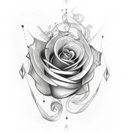 Scroll Tattoo With Words With Rose And Playing Cards