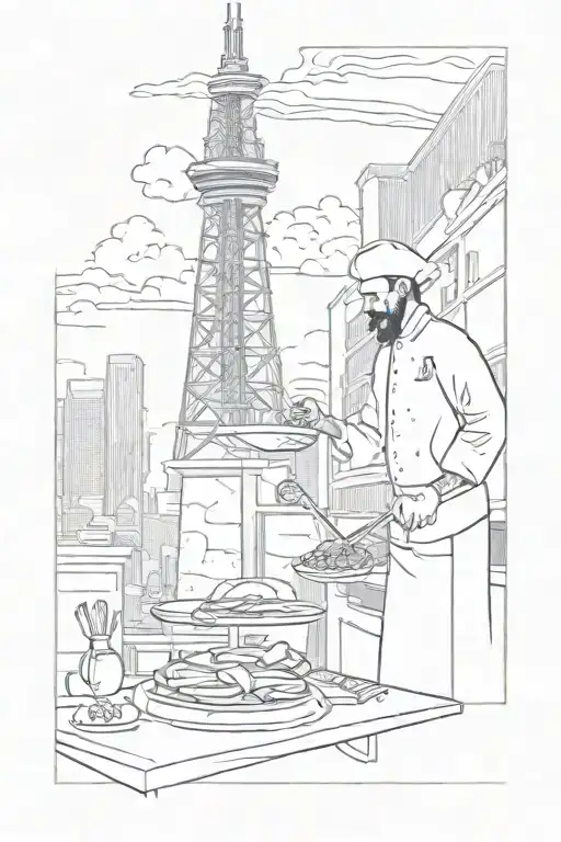A Chef Cooking On A Snowboard While Overlooking The Cn Tower