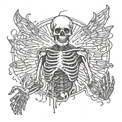 A Meditating Skeleton And An Electrifying Aura Emanates From It