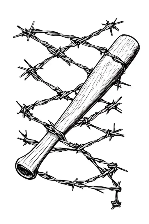 Baseball Bat Wrapped In Barbed Wire