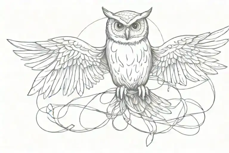 An Owl Flying Holding A Bunch Of Cables Intertwined