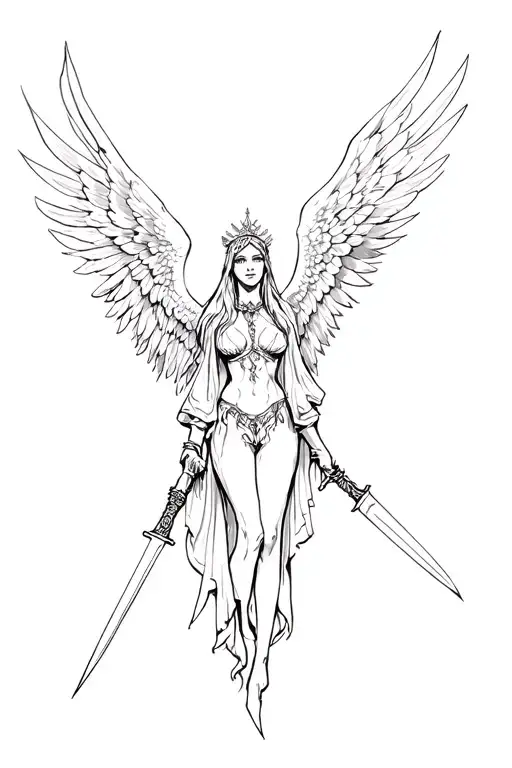 Gothic Angel With Knifes For Wings
