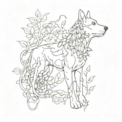 Dog With Vines Growing