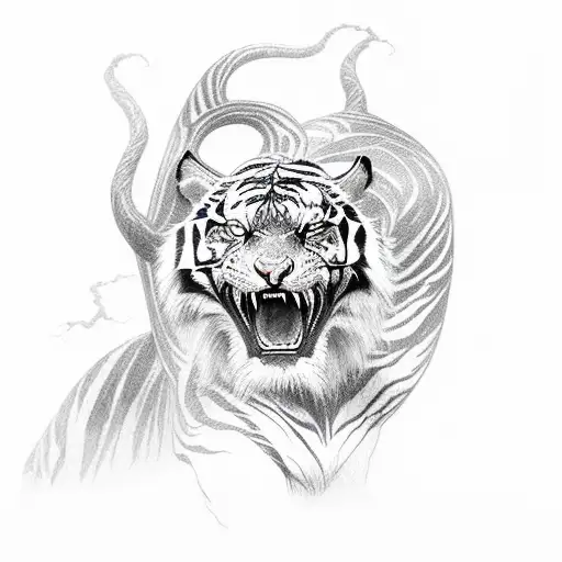 Mythical Lightning Tiger On A Rock