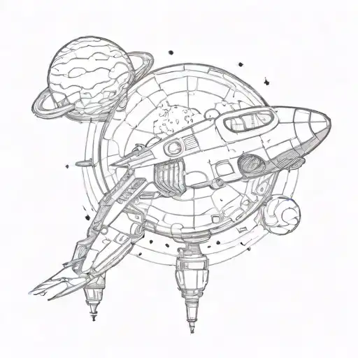 Spaceship Leaving Earth And Going To The Moon