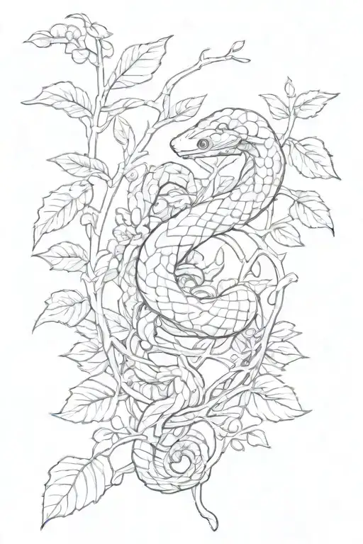 Shaded Snake Weaving Through Leafy Vines