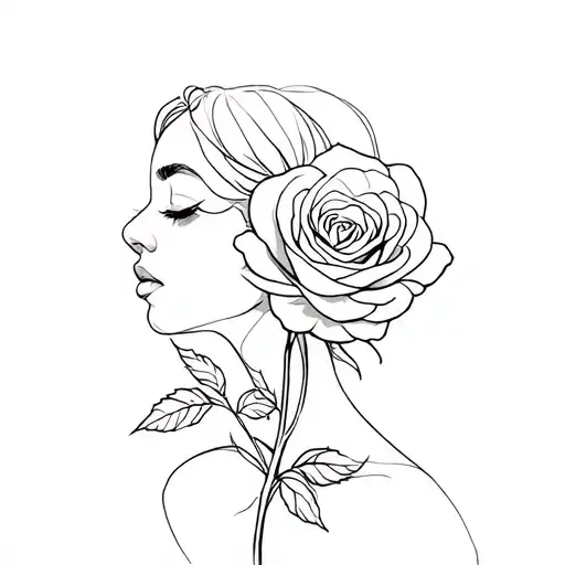 Women's Silhouette With A Rose