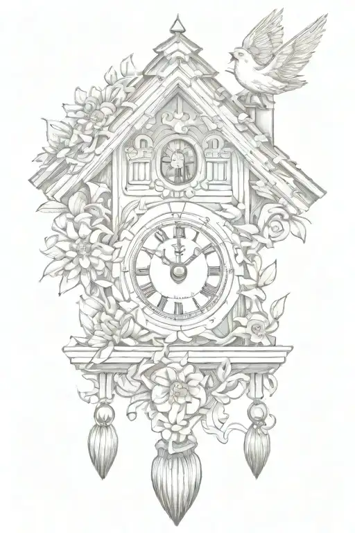 German Cuckoo Clock With Chimney And Edelweiss Surrounding