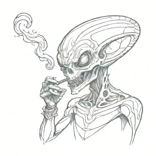 Alien Smoking A Pipe