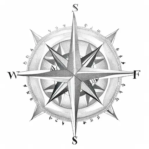 A Compass Rose Made Of Silver Fern Leaves