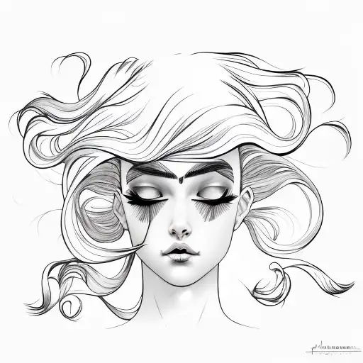 Big Lips Female With Long Hair And Long Lashes