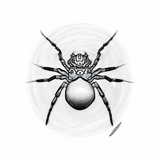 A Sketch-style Tattoo Of A Spider With The Number 11 Incorporated Into Its Body