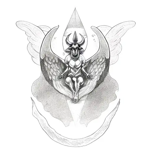 Baphomet With Moon Cycle In Background