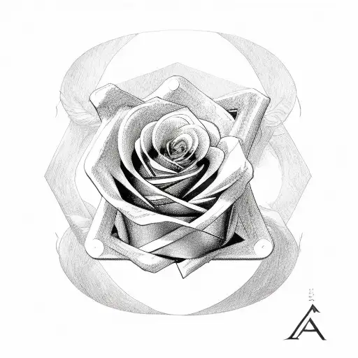 Letter A With Rose And Dagger