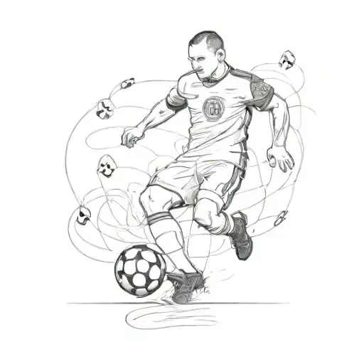 A Sketch Of Wayne Rooney Kicking A Soccer Ball With Music Symbols In The Background