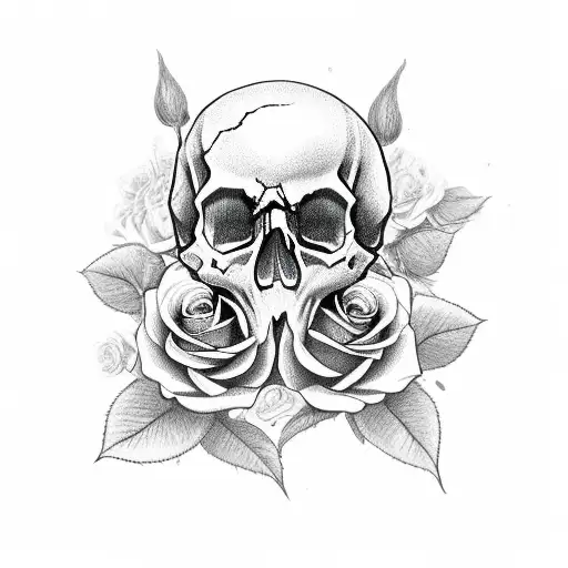 Skull Roses Crow Butterfly Ruby