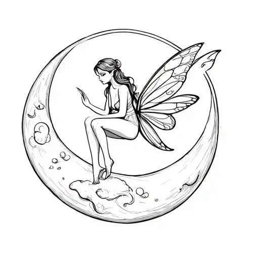 A Fairy Sitting On A Moon