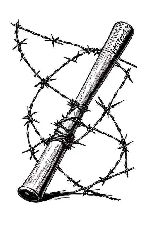 Baseball Bat Wrapped In Barbed Wire