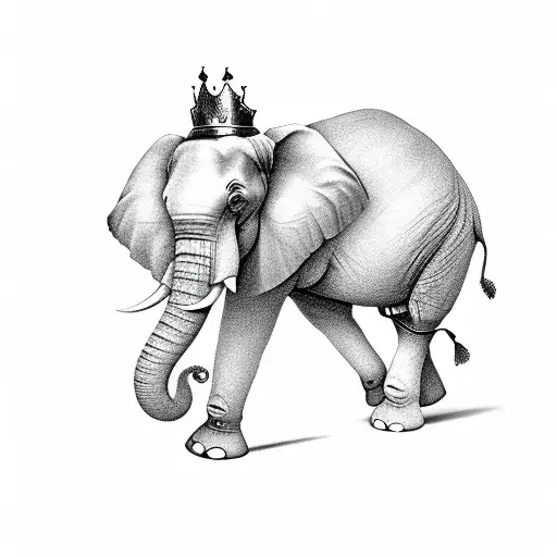An Elephant With A Crown On Its Head And A Compass Image Above It In The Form Of A Symbol