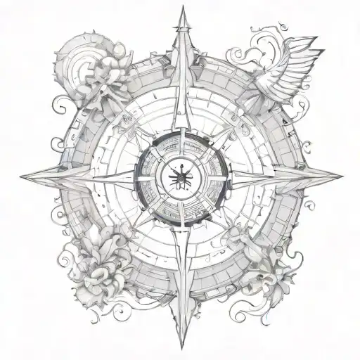 Love World Compass Black And White