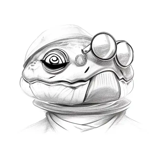 A Sketch-style Turtle Wearing A Top Hat And Monocle